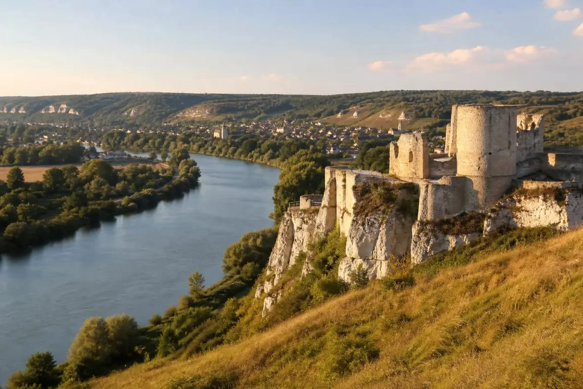 Les plus beaux villages de leure : panorama sur la Seine et Château Gaillard aux Andelys