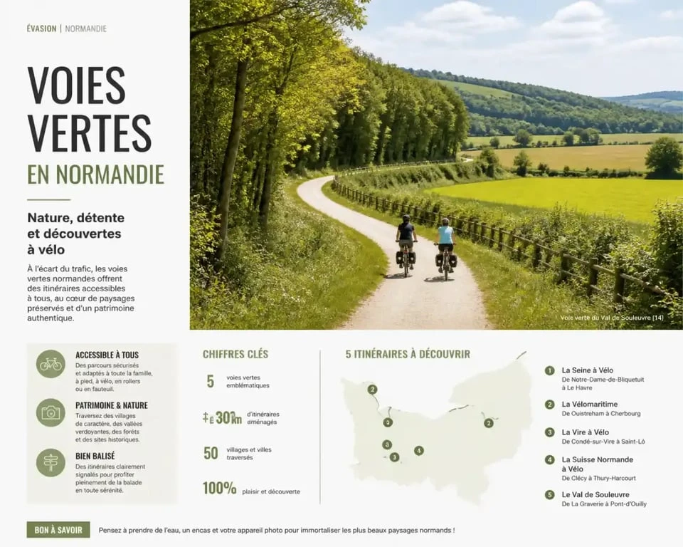 Voie verte de l'Eure en Normandie, itinéraire cyclable sécurisé en pleine nature.