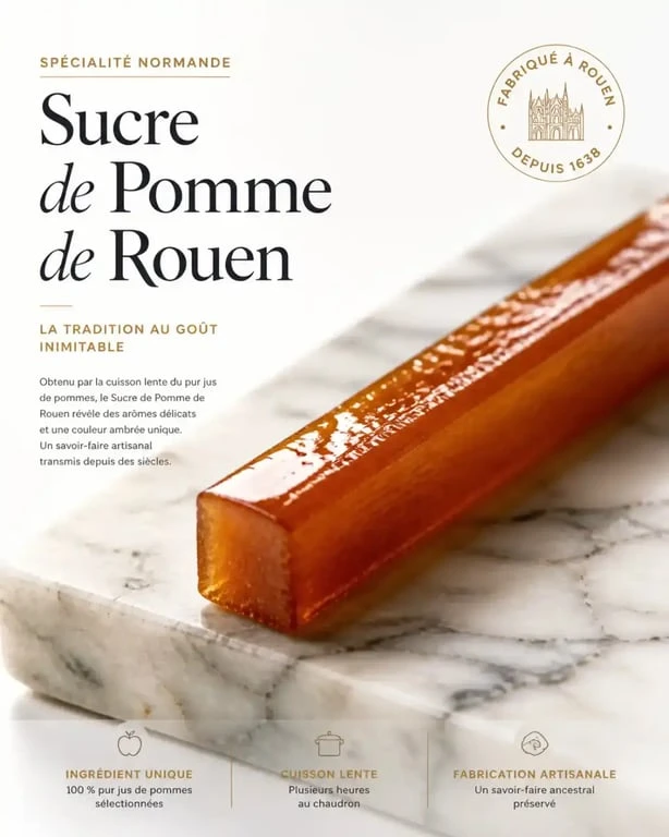 Sucre de pomme de Rouen traditionnel, confiserie artisanale normande