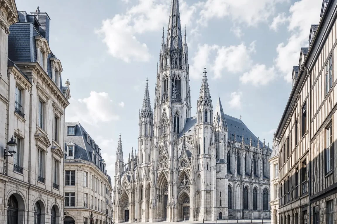 Abbatiale Saint Ouen à Rouen vue extérieure dans le centre historique