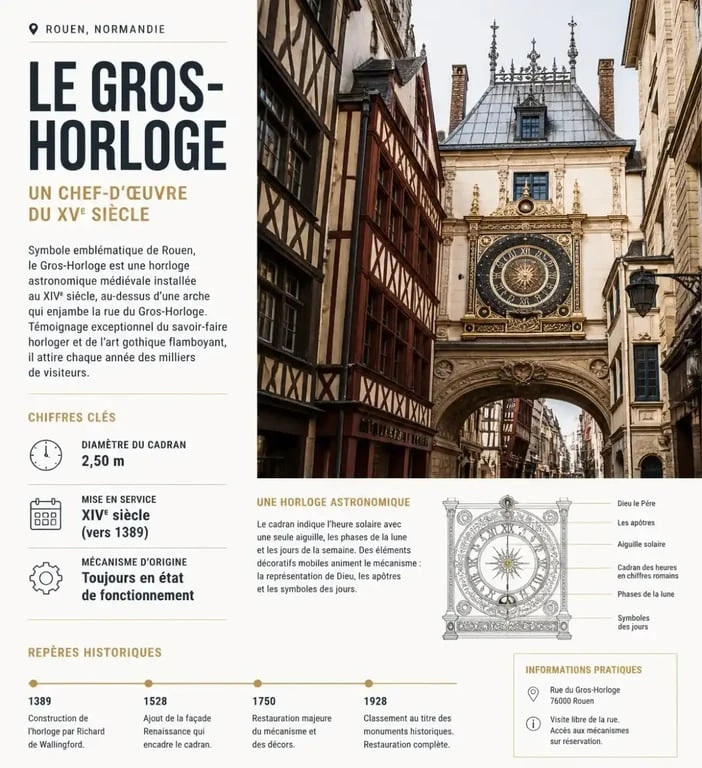 Le Gros-Horloge de Rouen, témoin de l'histoire médiévale et de l'architecture normande
