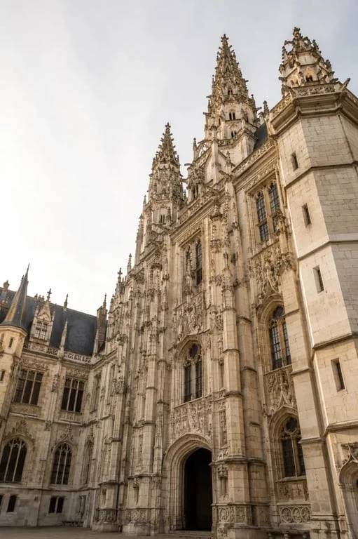 Palais de justice de Rouen, façade historique et détails gothiques flamboyants
